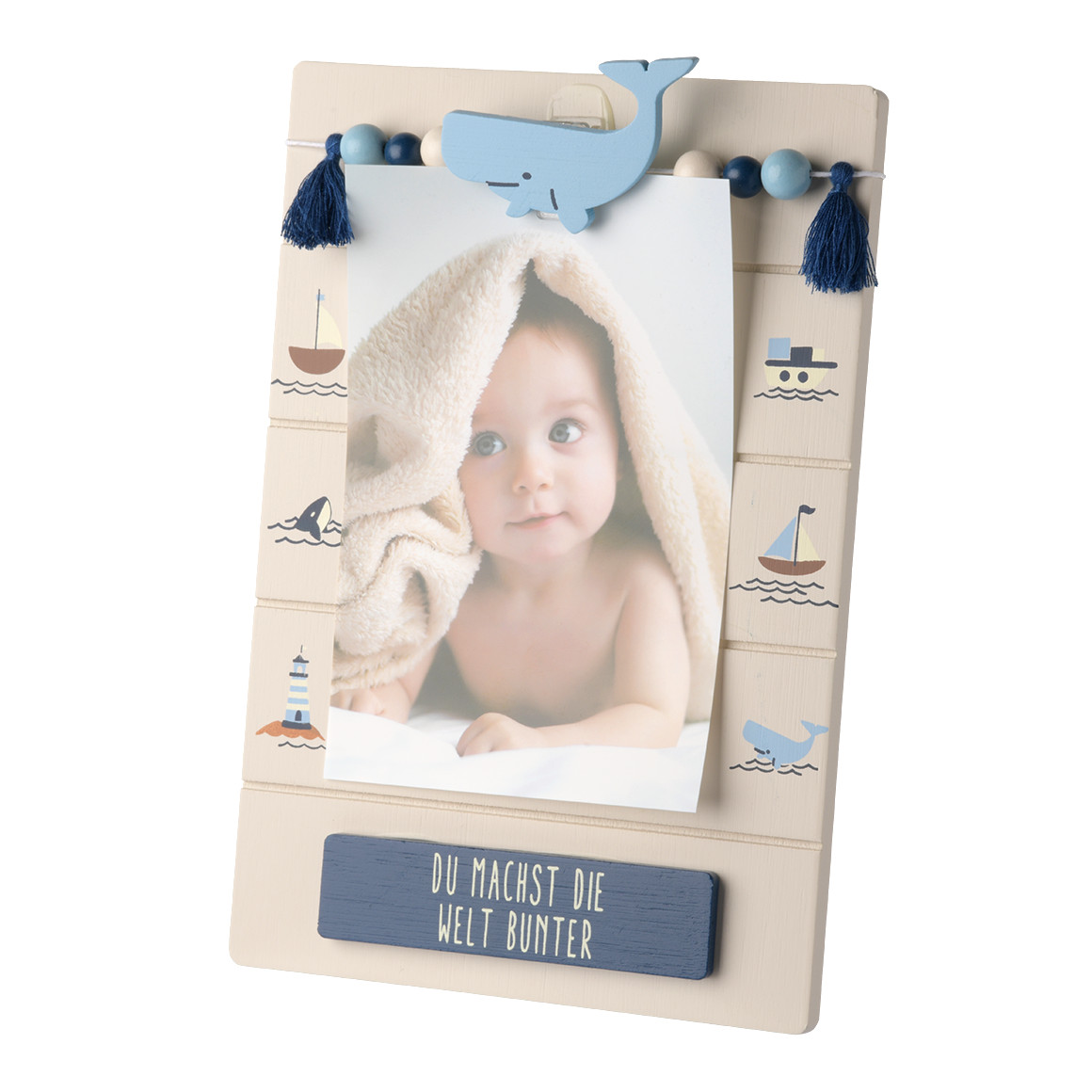 Topomini Bilderrahmen mit Wal-Clip blau