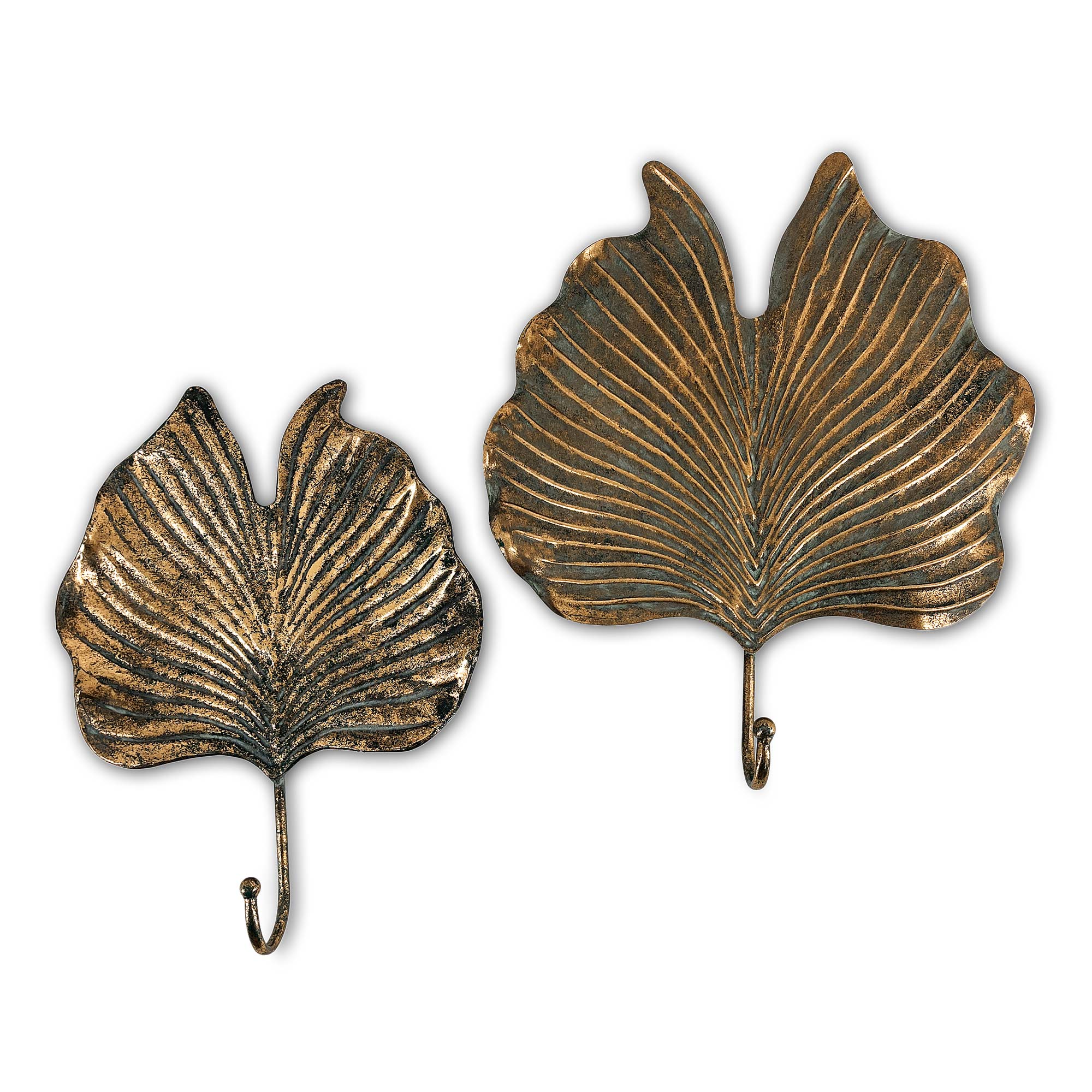 Wandhaken 'Gingkoblatt', antik kupfer, H 37 cm, B 29 cm, L 7 cm von fischer's lagerhaus