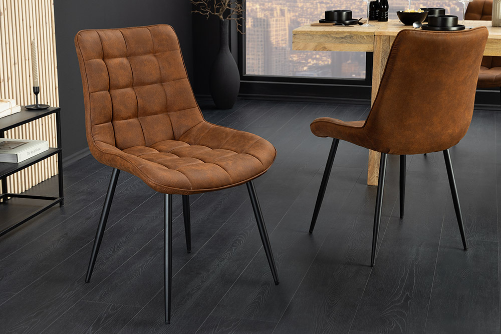 Design Stuhl ROADSTAR antik braun schwarze Metallbeine