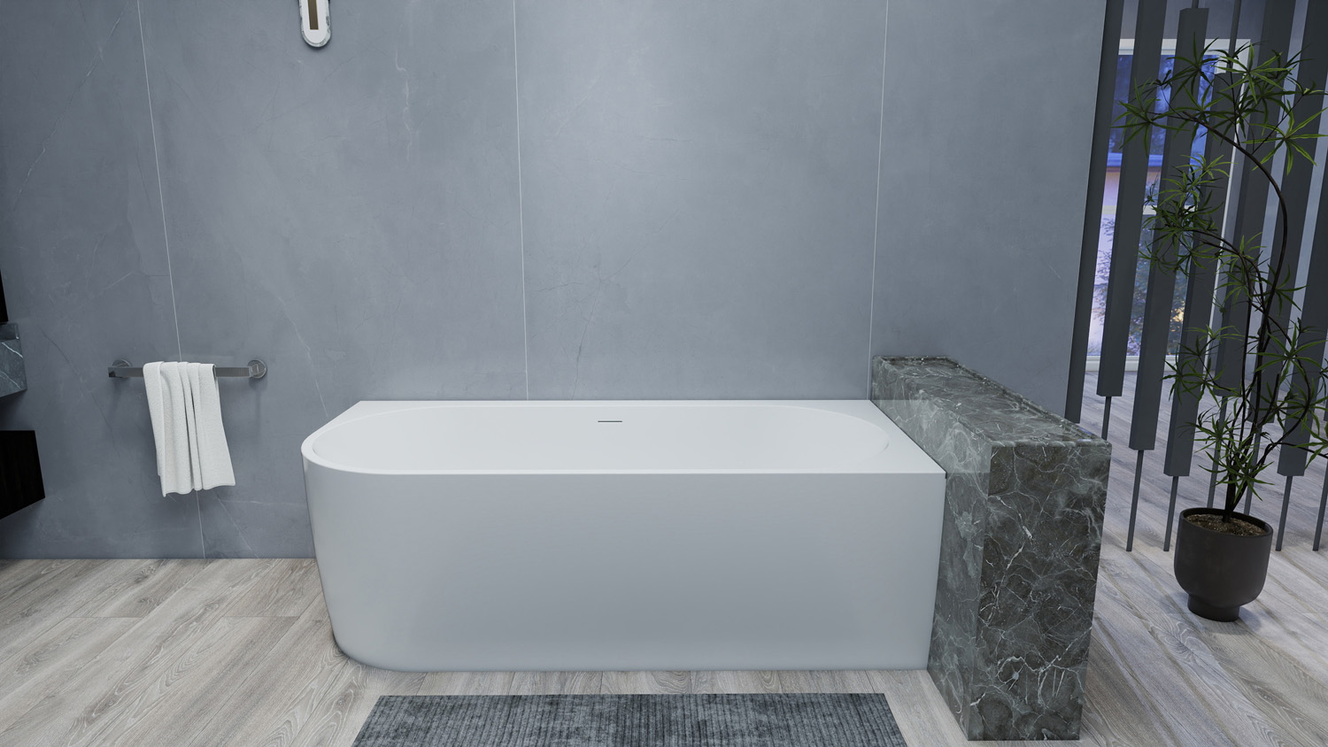 SCHADEMODEL: Saniclear Lilla hoekbad 180x80cm rechts mat wit
