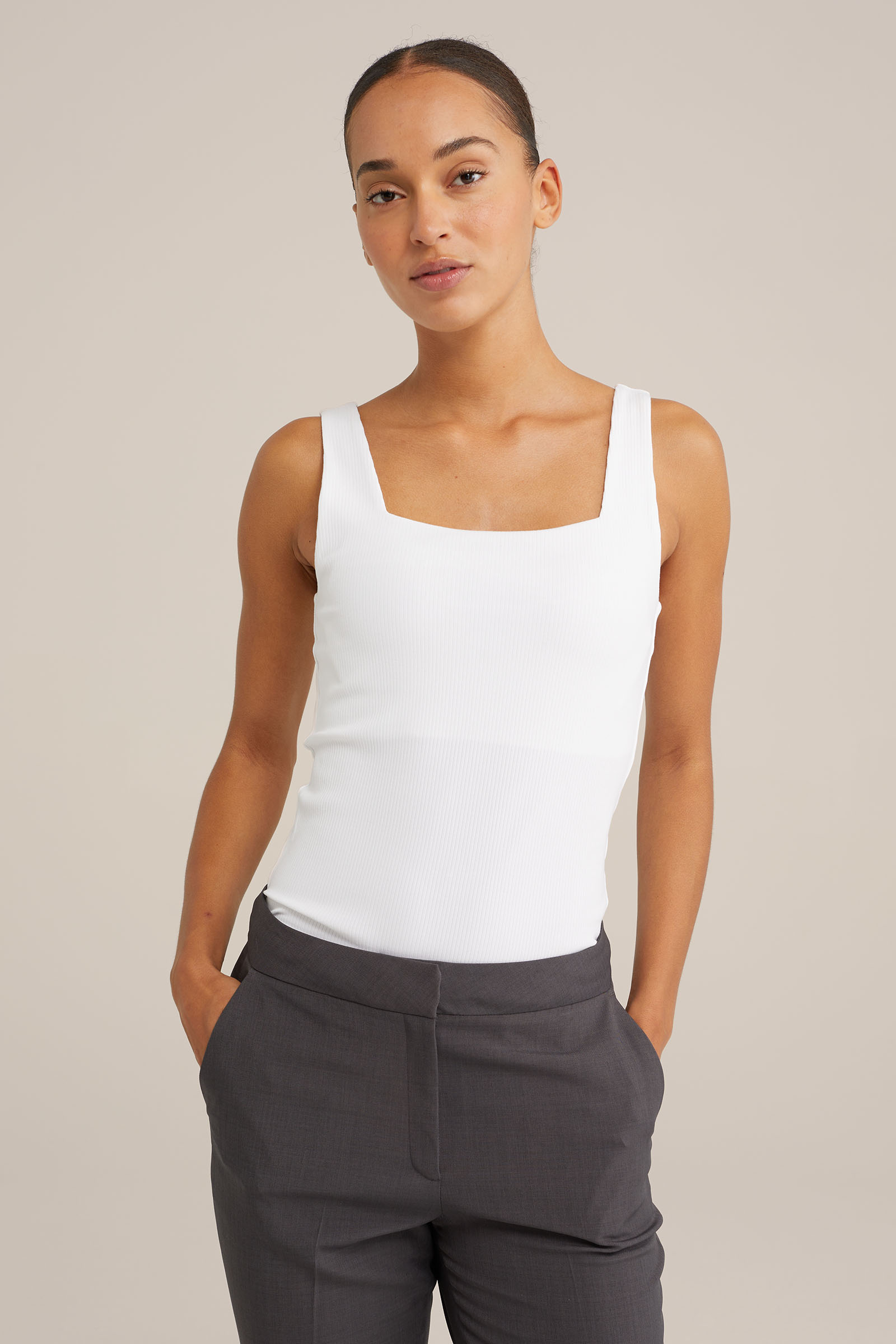 singlet van ribstof WE Fashion Wit