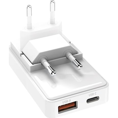 SBS vinklet flexi oplader 20 W - hvid