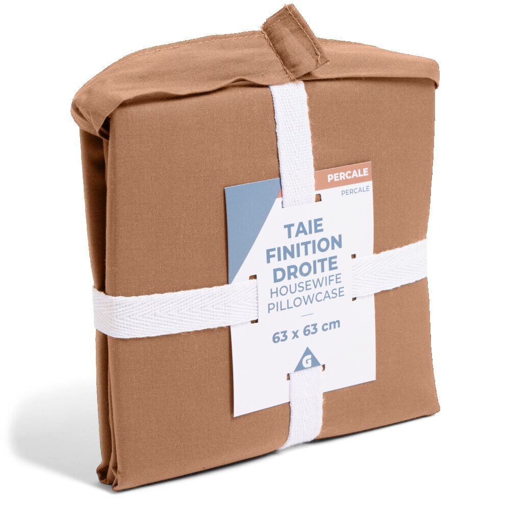 Taie d'oreiller 63x63cm 100% coton percale finition droite rouge