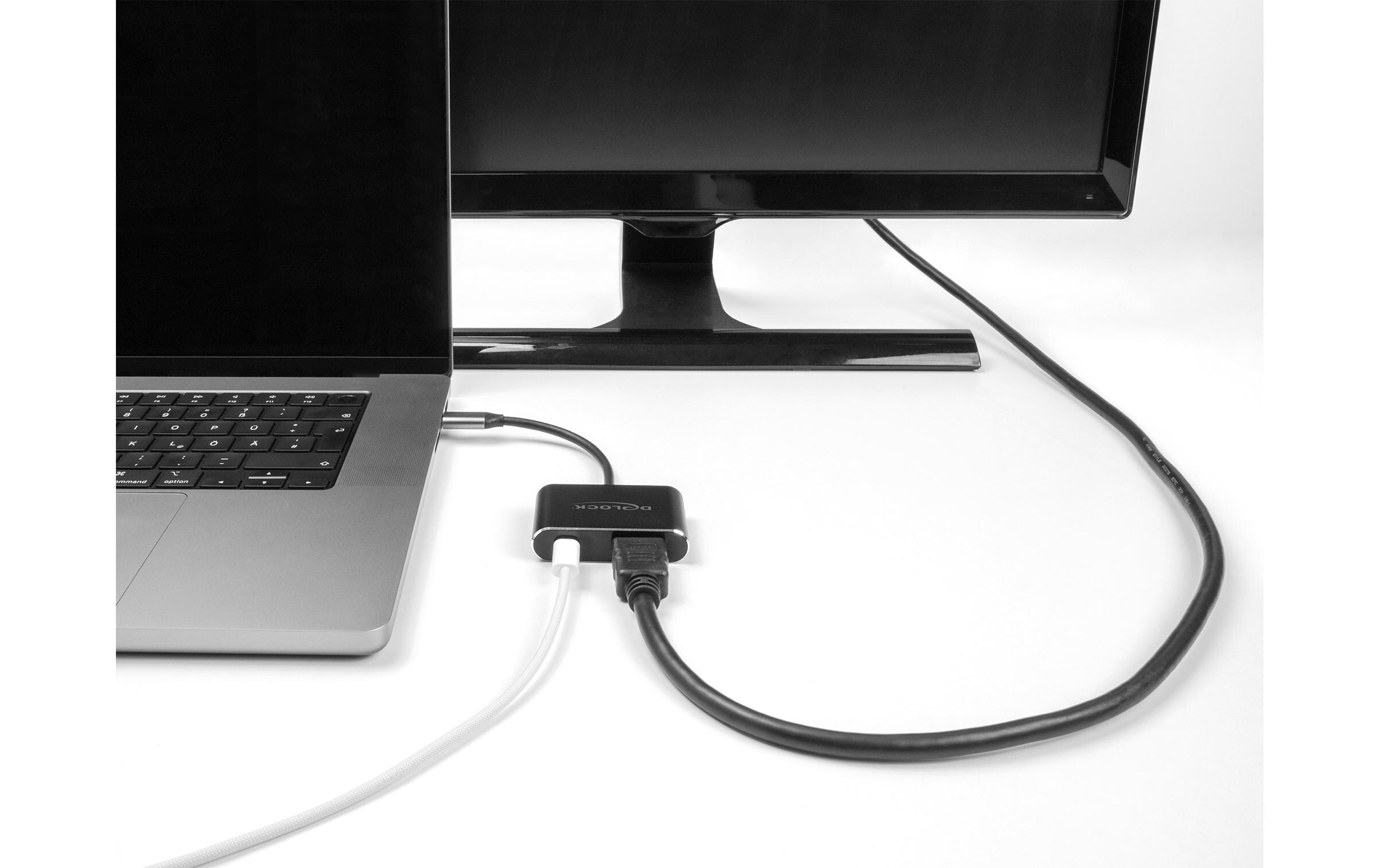 Adapter 8K/60Hz USB Type-C - HDMI/USB Type-CDelock USB Type-C Adapter zu HDMI (DP Alt Mode) 8K mit HDR und Power Delivery 100 W