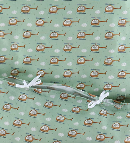 Nørgaard Madsens Bettwäsche - Baby - Grün m. Hubschrauber