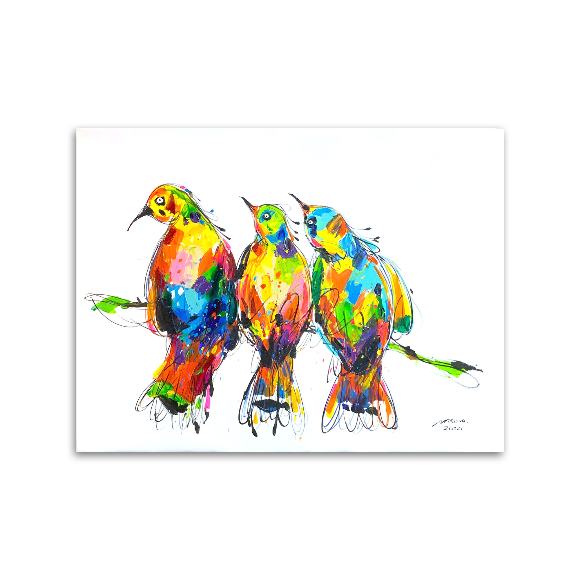 Wandbild 'Vögel', multicolor, B 80 cm, H 60 cm, T 2,5 cm von fischer's lagerhaus