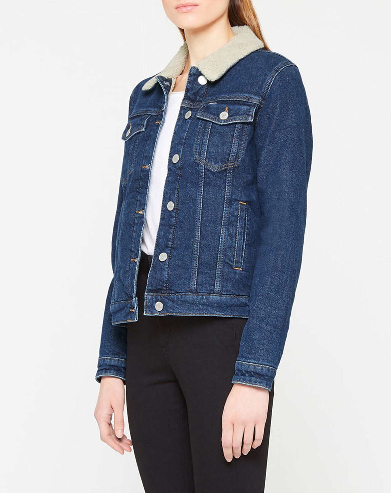 Tommy Jeans Veste en jean Sherpa fourré bleu brut