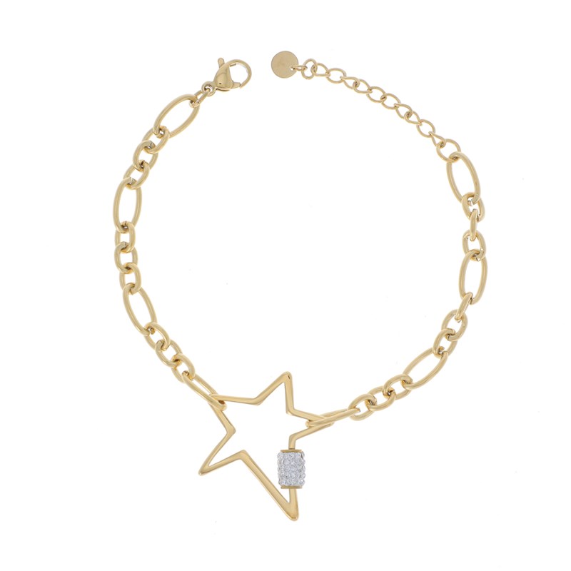 Bracelet en acier maille dorée, chaînette réglable