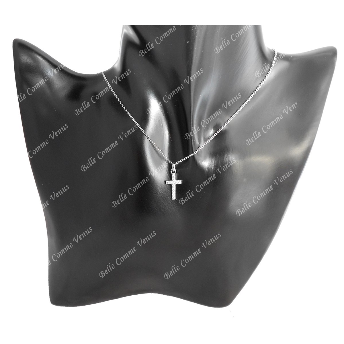 Collier croix oxyde de zirconium Argent 925 Rhodié