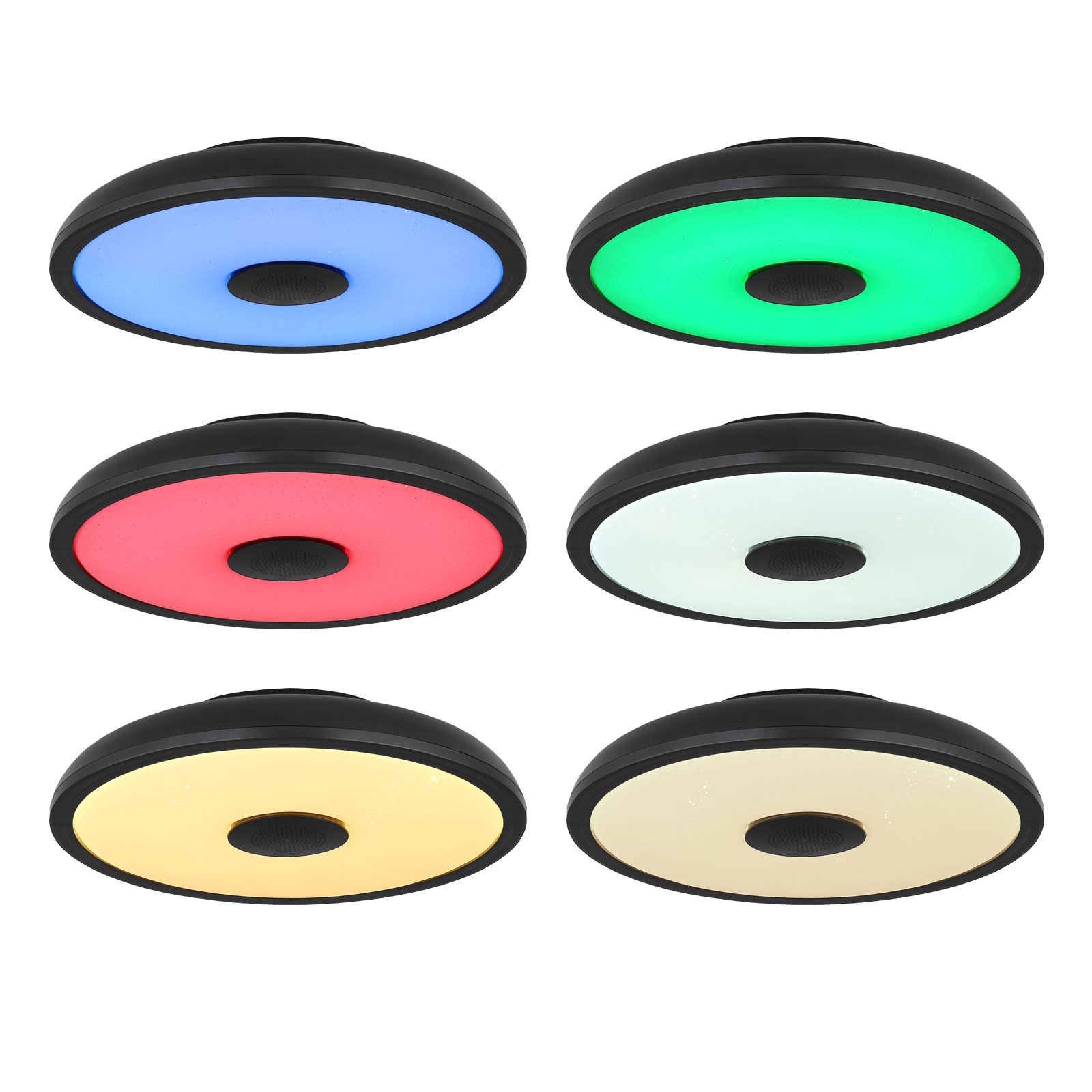 RGB-LED-Deckenleuchte - schwarz-weiß - Bluetooth-Lautsprecher - 28 cm