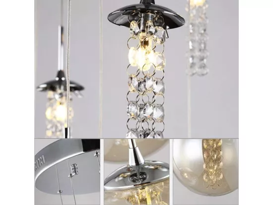 NETTLIFE Suspension table de salle à manger Suspension réglable en hauteur Lustre Suspension à 10 flammes en verre