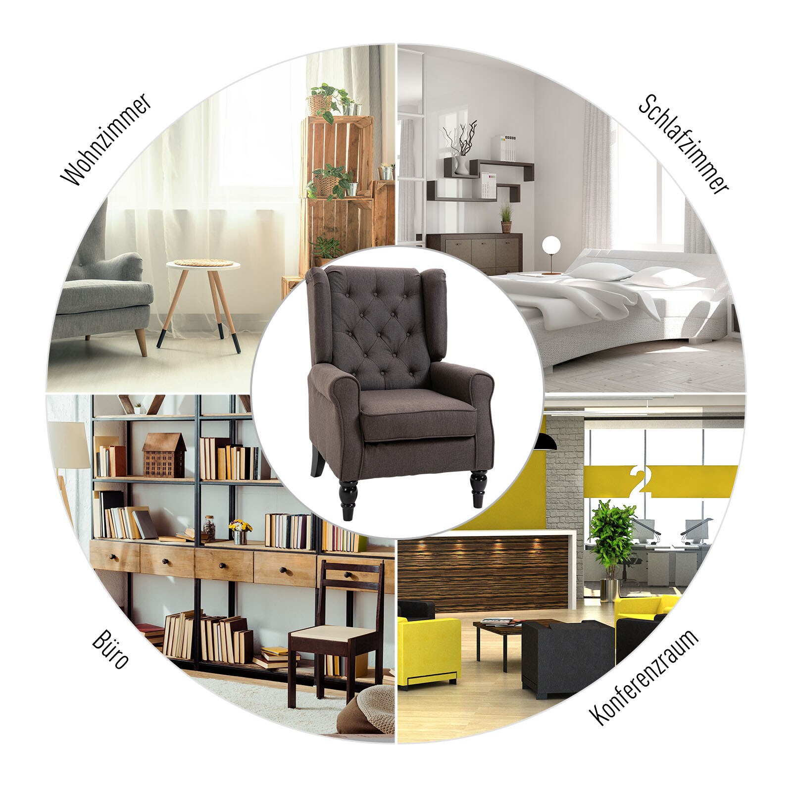 HOMCOM Relaxsessel mit Tufting 76 x 86 x 108 cm (BxTxH)