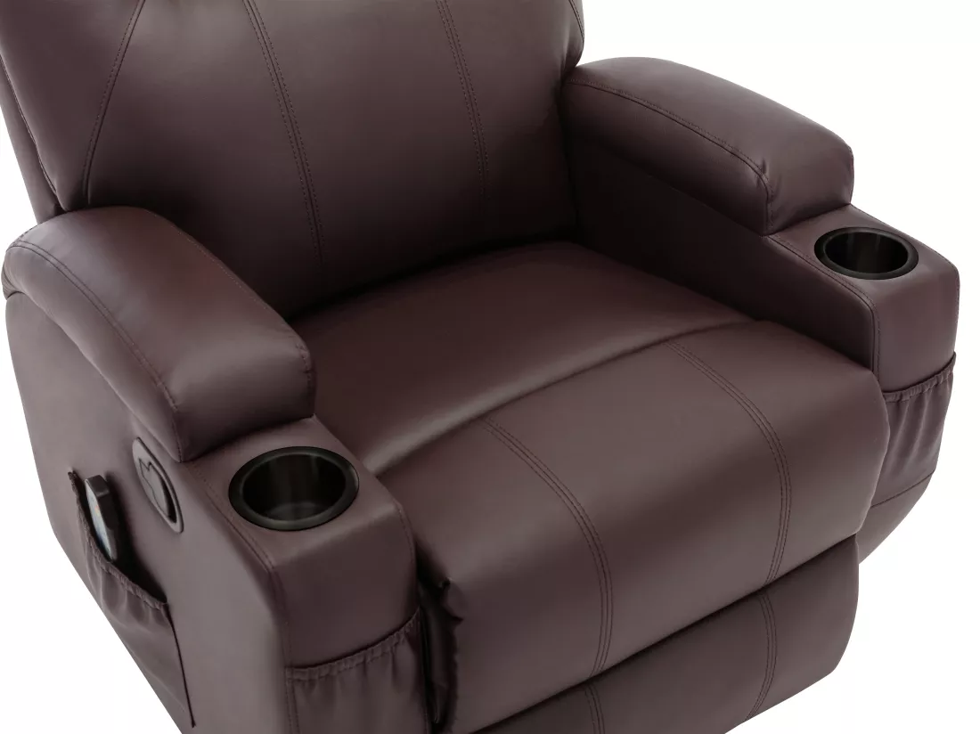 Fauteuil massant SILVANO en simili - Marron
