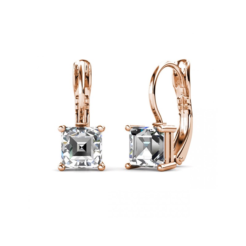 Boucles d'oreilles Square - Or Rosé et Cristal