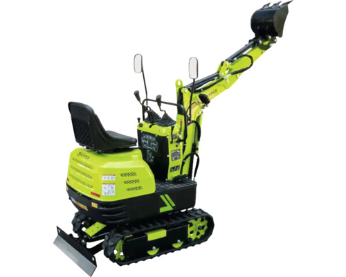 Minigraafmachine Zipper ZI-MBGS600 inclusief palletvorken, hark, slotenbak en bakdeksel, 4,36 kN uitbreekkrachtarm of 8 kN uitbreekkrachtbak, spoorbreedte 690 mm