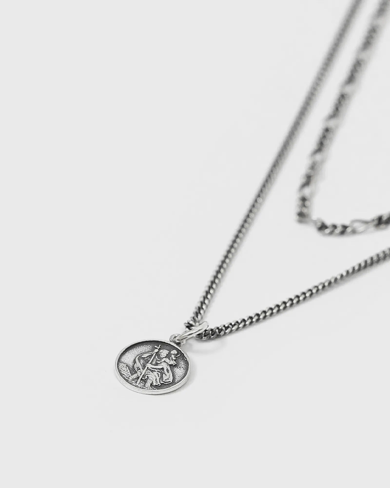 Serge DeNimes Silver Multi Chain St Christopher Necklace