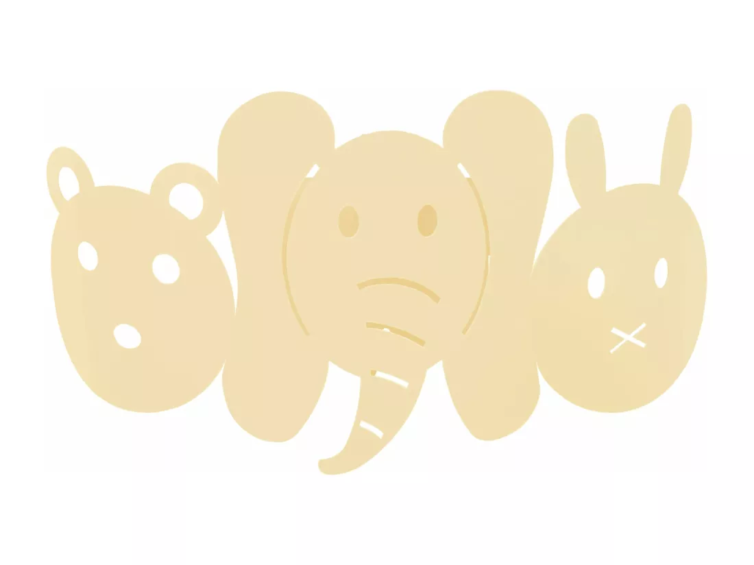 Applique enfant métal elephant beige 12 cm.