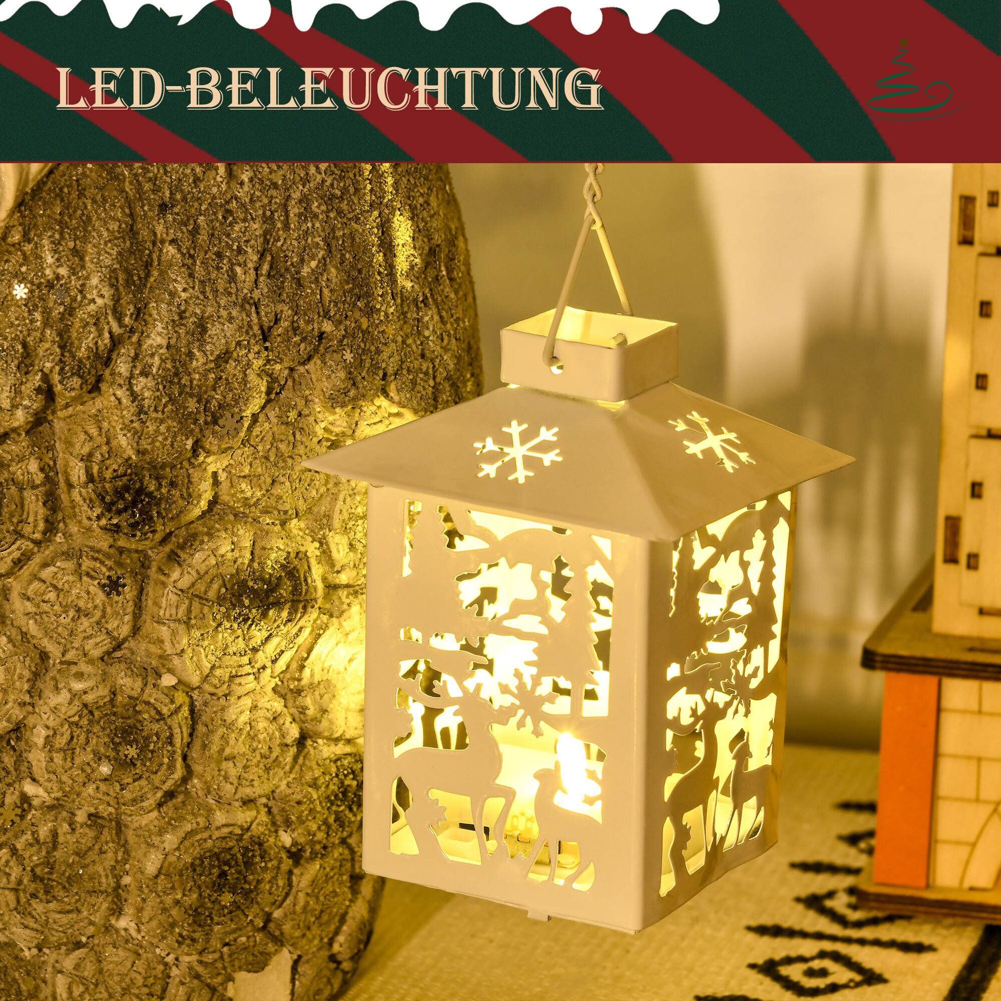 HOMCOM Weihnachtsfigur Wichtel mit LED-Licht bunt 29L x 16B x 55H cm