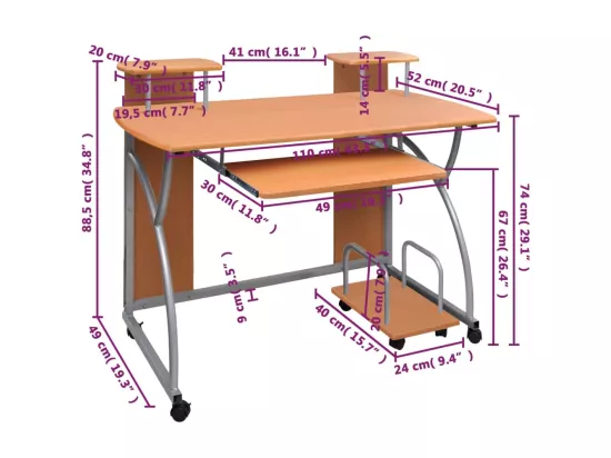 Bureau d'ordinateur Marron 110x52x88,5 cm Bois d’ingénierie
