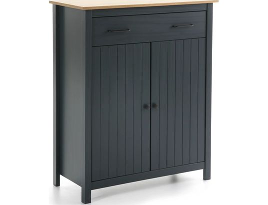 CONCEPT1 - Bahut Miranda 2P1T bleu cire 90 x 40 x h110cm