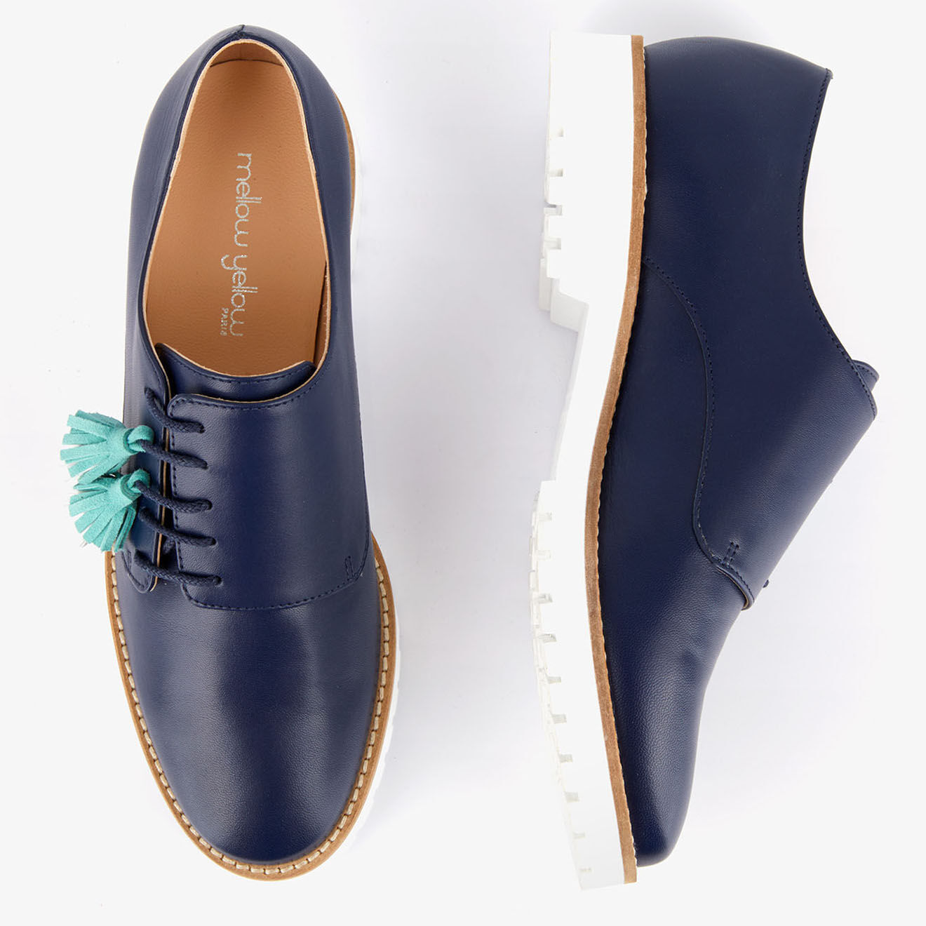 Mellow Yellow Derbies en Cuir Hoce marine