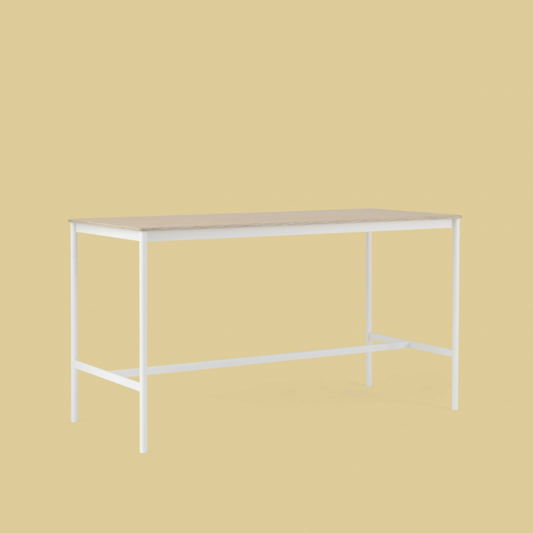 Muuto Base High statafel 190x85 wit, multiplex rand