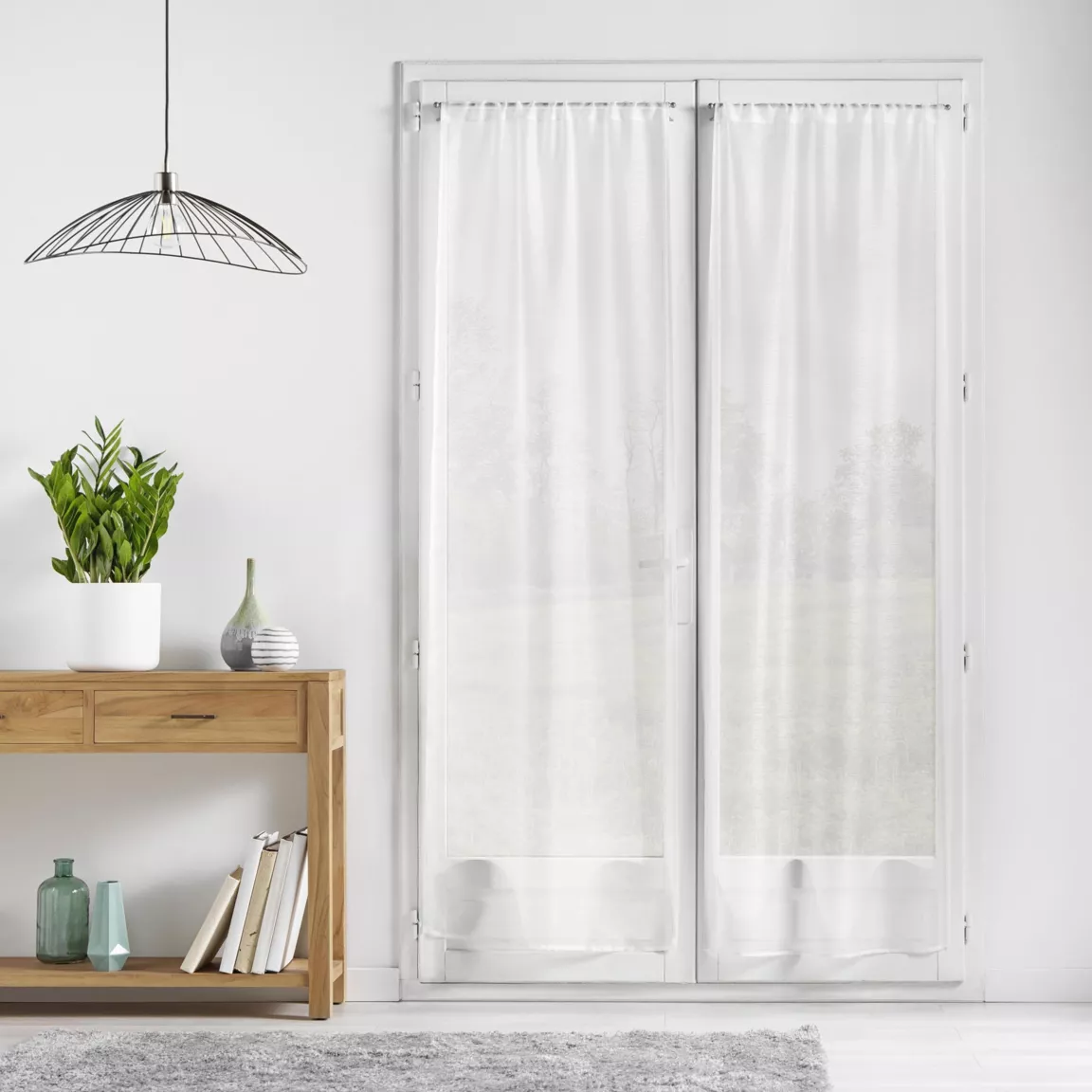 Paire de voilages passe-tringle (70 x 200 cm) Lissea Blanc