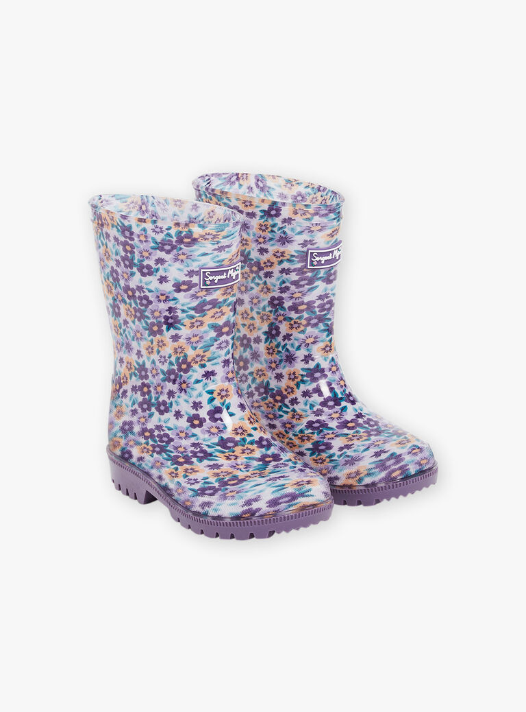Bottes de pluie violettes à imprimé fleuri