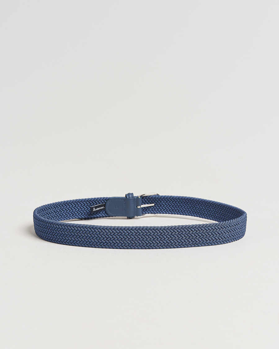 Anderson's Stretch Woven 3,5 cm Belt Air Force Blue