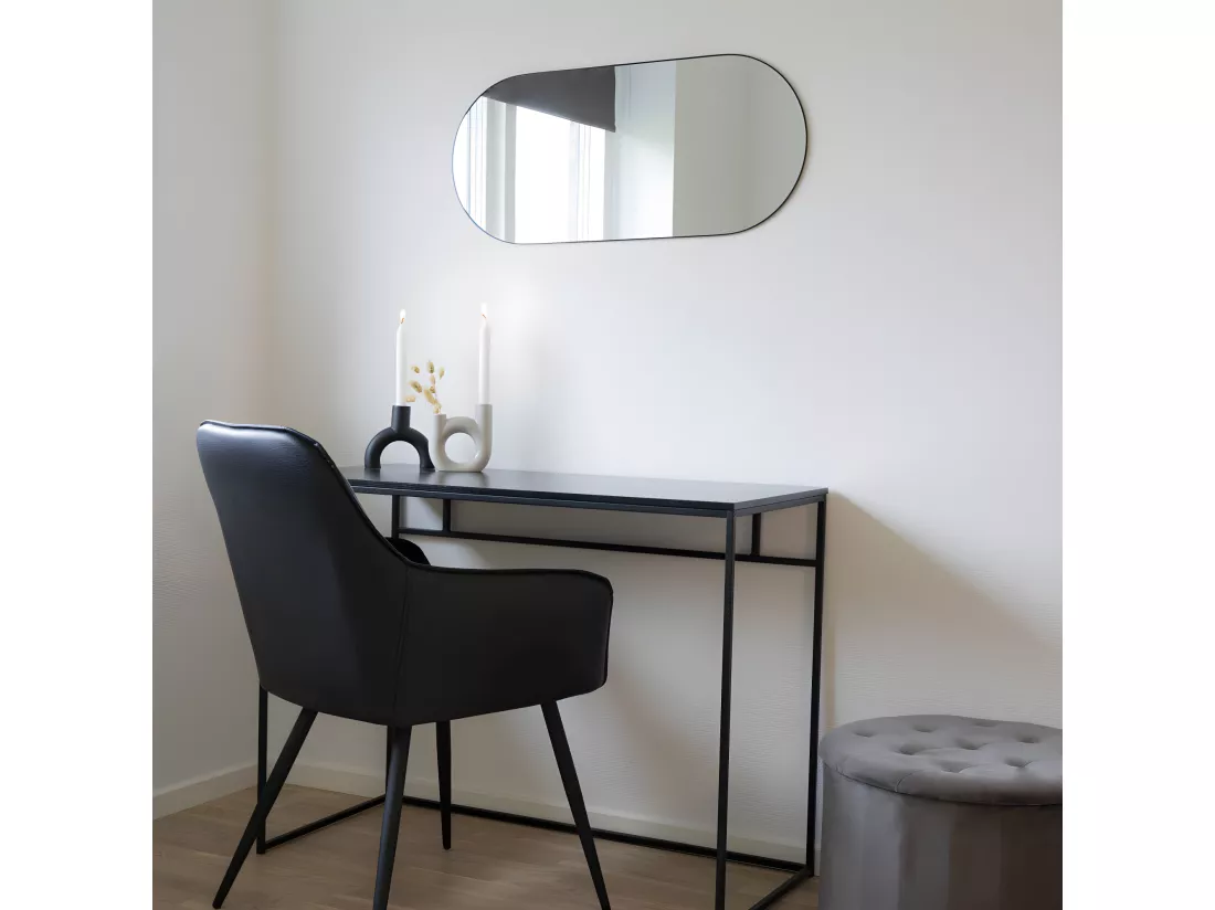 Jersey - Miroir ovale en métal 35x80cm : Couleur - Noir