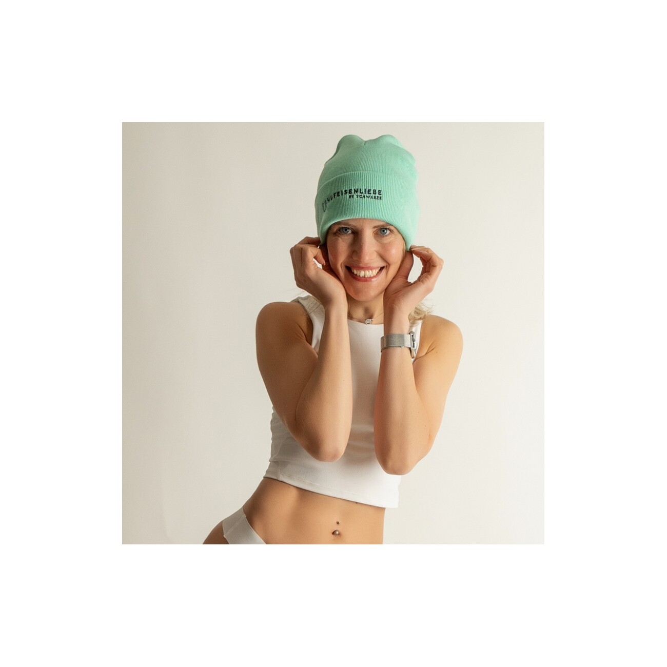 Hufeisenliebe Beanie Mütze rosa