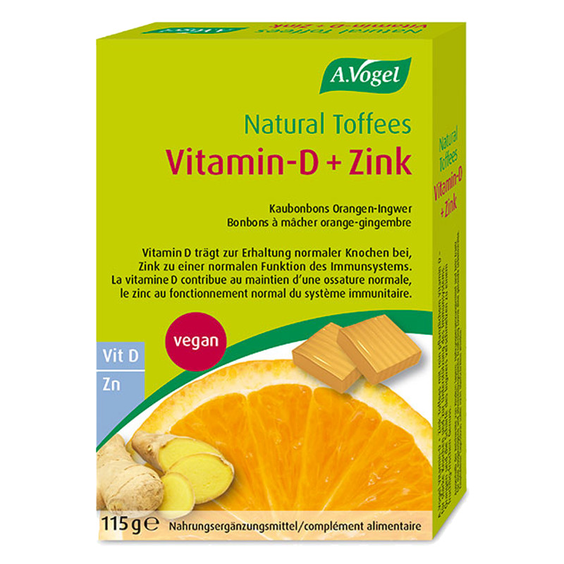 VOGEL Natural Toffees Vitamin D Zink Orangen-Ingwer 115 g