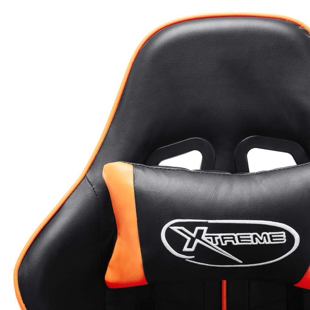 vidaXL Gaming stoel met voetenbank, zwart en oranje