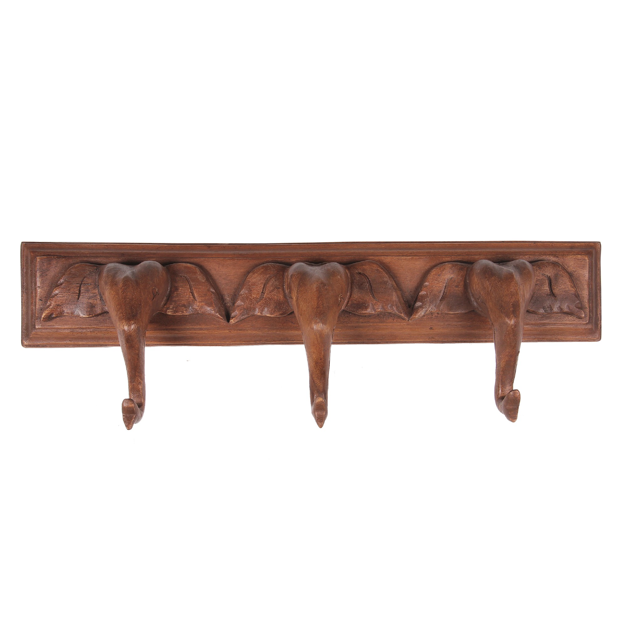3er Wandhaken Elefantenkopf, natur, B 55 cm, H 17 cm, L 8 cm von fischer's lagerhaus
