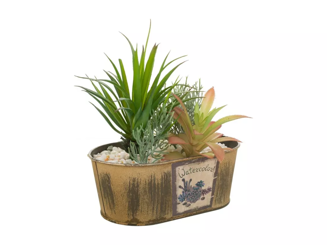 Pot avec plantes artificielles 17,5x10x17h