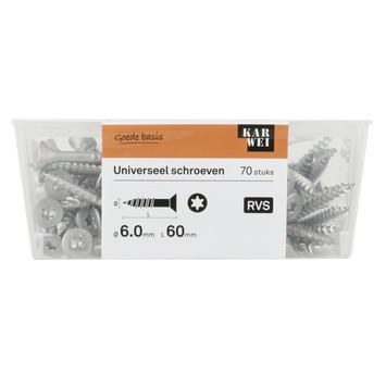 KARWEI unischroef platkop rvs 6x60 mm (70 stuks)