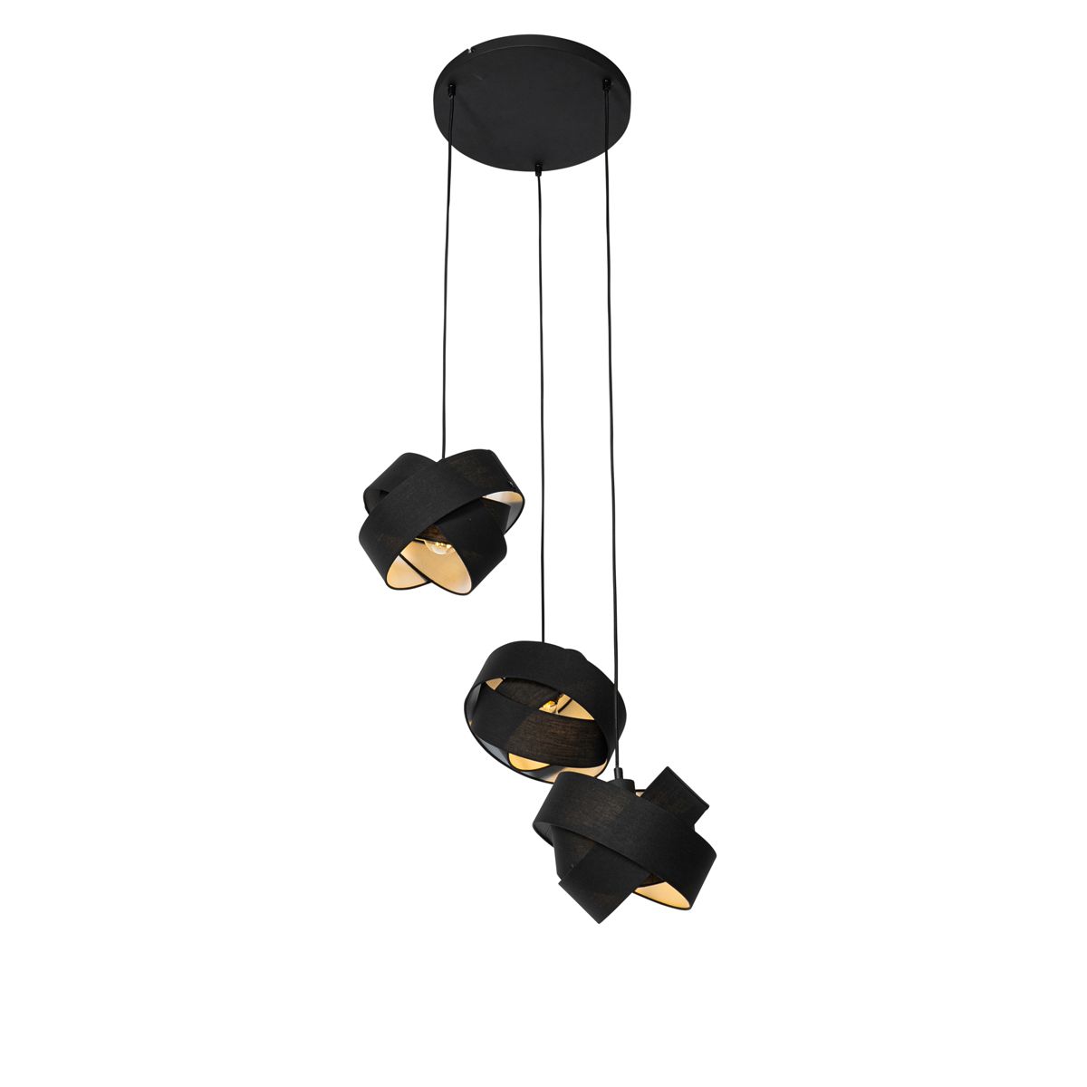 Moderne hanglamp zwart 3-lichts - Cloth