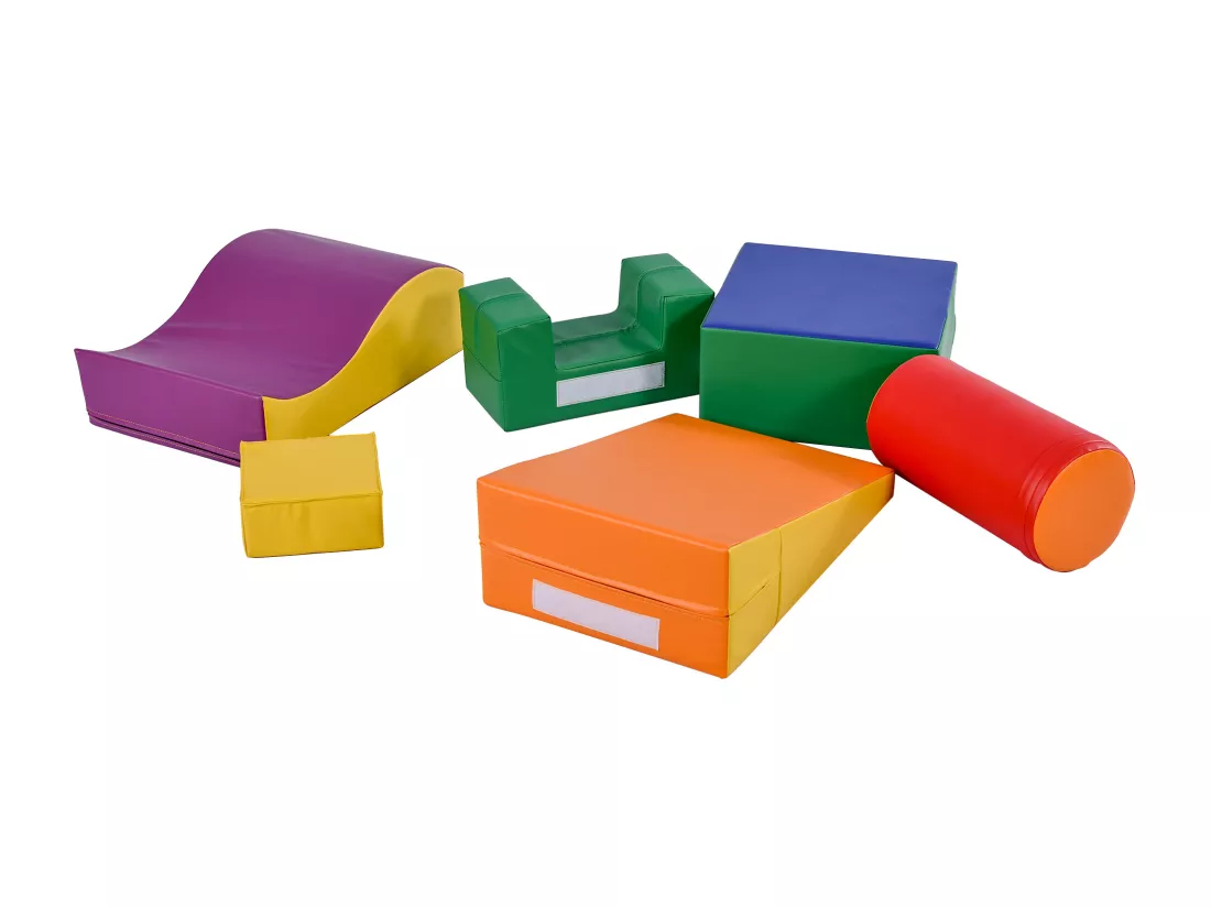 6 Pièces Aire de jeux Blocs De Construction Géants Souples , Modules Courir Et Grimper, PU - orange