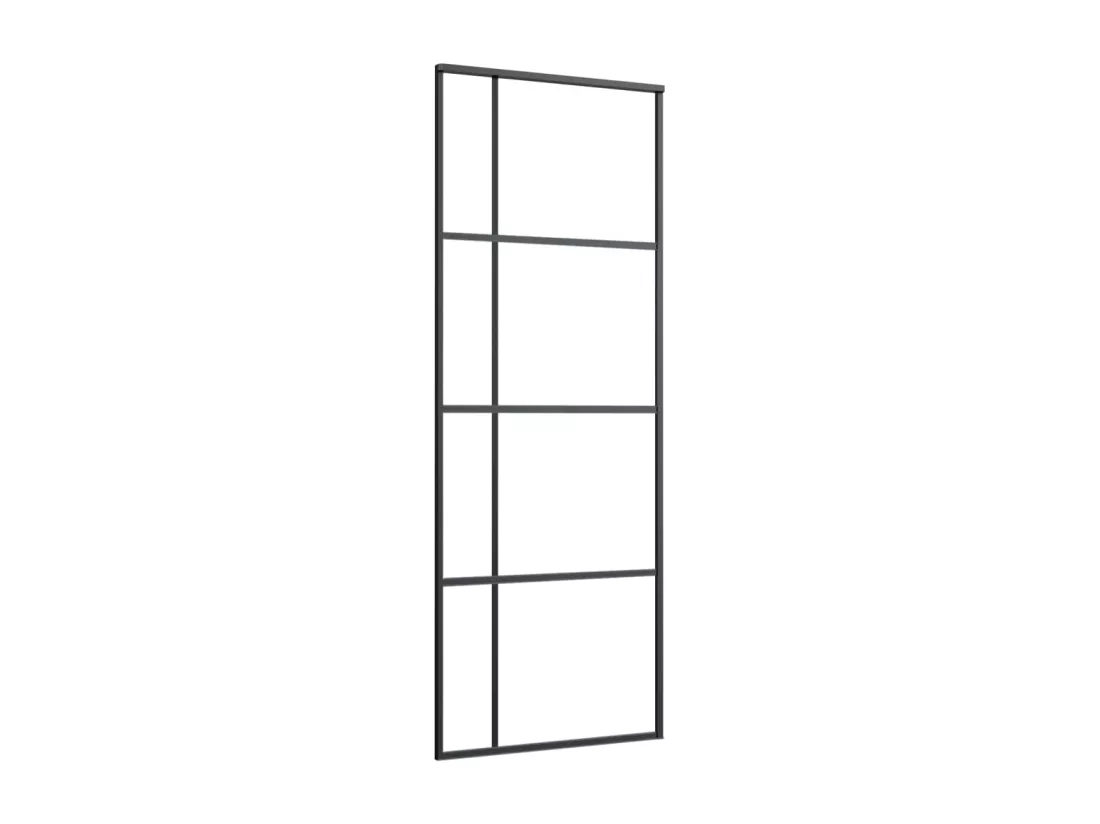 Porte coulissante Verre ESG dépoli et aluminium 76x205 cm Noir