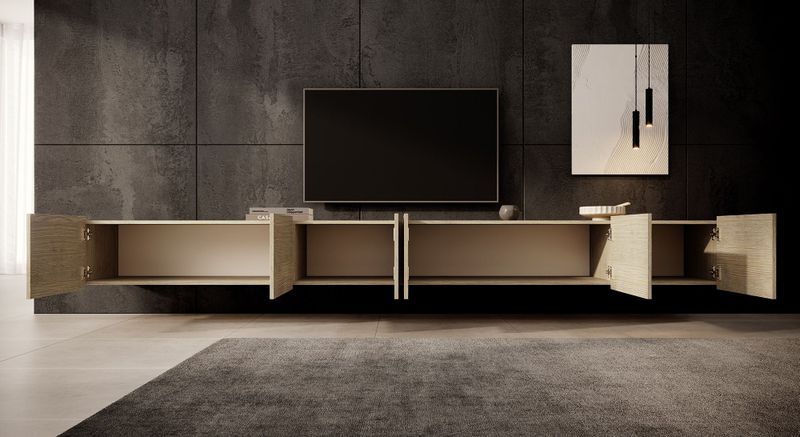 Meubella - TV-Meubel Calabas - Eiken - 6 Deuren - 300 cm
