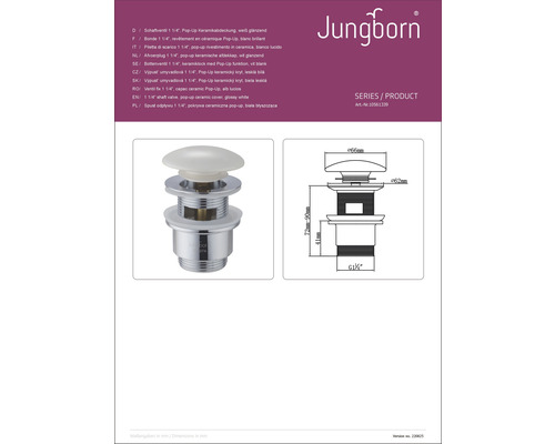 Jungborn Pop-Up Afvoerklep 1 1/4