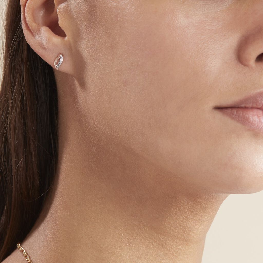 Boucles D'oreilles Puces Smeralda Or Rose Diamant
