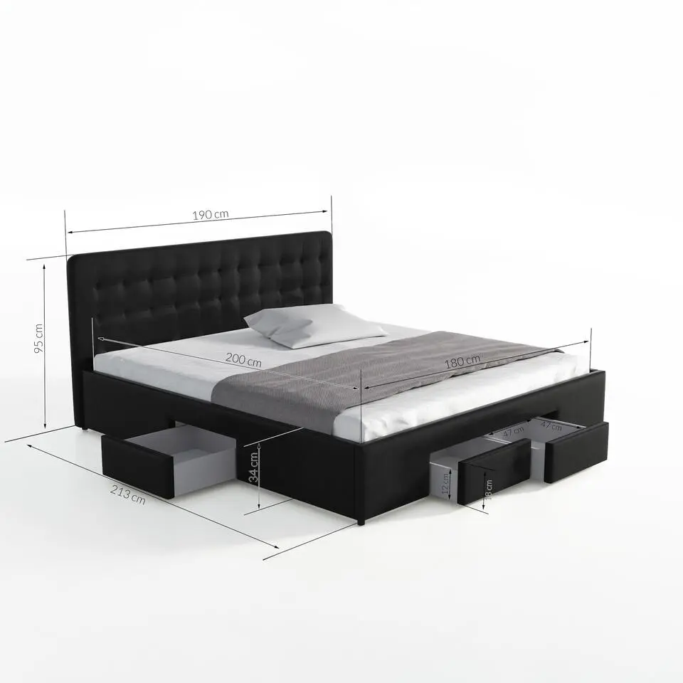 Meubella - Tweepersoonsbed Milo - Wit - 180x200 cm