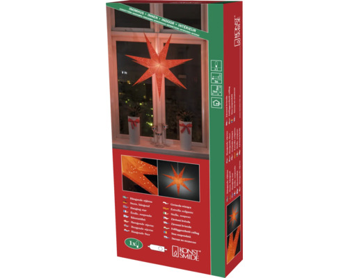 Raamlicht schilderij Konstsmide ster 78 cm rood