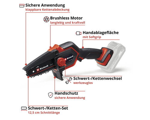 Einhell Power X-Change GE-PS18/15 Li accu takkenzaag/mini kettingzaag/houtzaag (accu en lader niet inbegrepen)