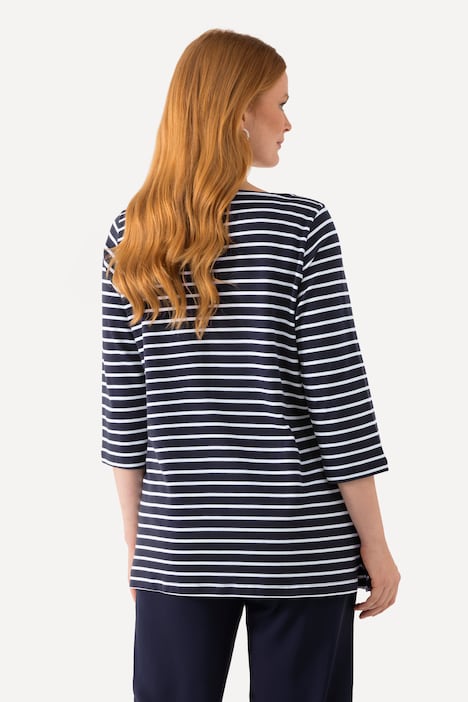 Ringelshirt, Pima Cotton, U-Boot-Ausschnitt, 3/4-Arm