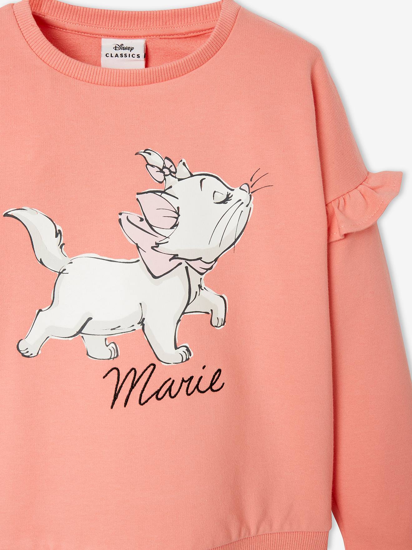 Moletom Aristocats® com babados para meninas, rosa médio, liso com estampas.
