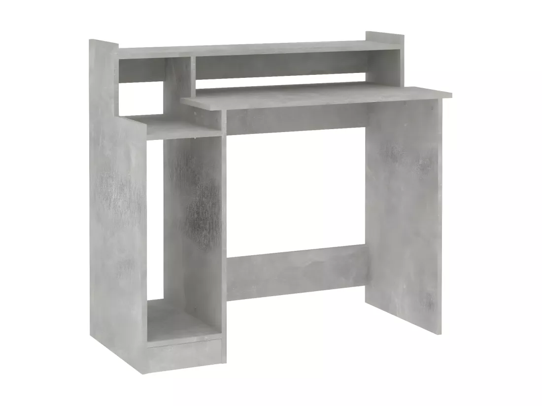 Bureau et lumières LED Gris béton 97x45x90 cm Bois d'ingénierie