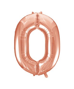 0 Jaar Cijfer Ballon Rose Goud Leeg 86cm