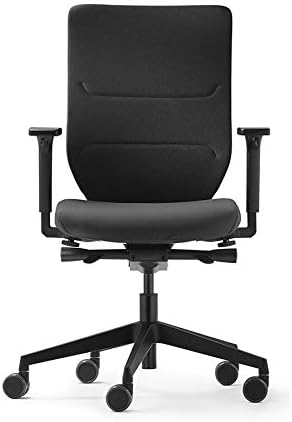 to-sync Comfort pro, ergonomischer Bürostuhl, mit Armlehnen, modernes Design, Homeoffice, umweltzertifiziert, by Dauphin (Black, Textil-Rückenlehne)